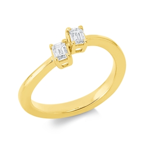 Ring aus 750 Gelbgold 2 Diamanten Smaragd-Schliff 0,36ct TW-SI B:6,3mm 4er-Krappe Ring aus 750 Gelbgold 2 Diamanten Smaragd-Schliff 0,36ct TW-SI B:6,3mm 4er-Krappe