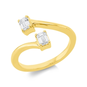 Ring aus 750 Gold Gelbgold 2 Diamanten Smaragd-Schliff 0,54ct TW-SI B:12mm