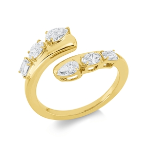Ring aus 750 Gold Gelbgold 6 Diamanten 0,96ct TW-SI B:12,4mm