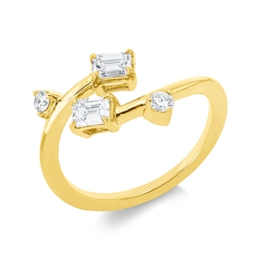 Ring aus 750 Gold Gelbgold 4 Diamanten 0,64ct TW-SI B:10,2mm