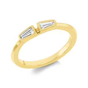Ring aus 750 Gold Gelbgold 2 Diamanten Trapez-Schliff 0,22ct TW-SI B:3,3mm Zarge