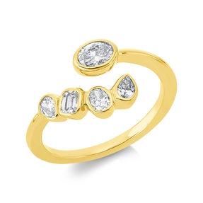Ring aus 750 Gold Gelbgold 5 Diamanten 0,65ct TW-SI B:11,2mm Zarge