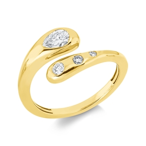 Ring aus 750 Gold Gelbgold 4 Diamanten 0,4ct TW-SI B:10,2mm