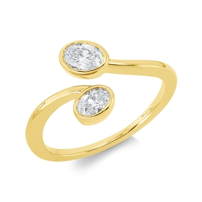 Ring aus 750 Gold Gelbgold 2 Diamanten 0,49ct TW-SI B:11,3mm Zarge