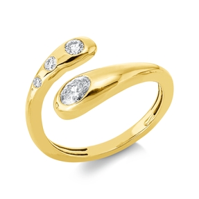 Ring aus 750 Gold Gelbgold 4 Diamanten 0,37ct TW-SI B:11,1mm