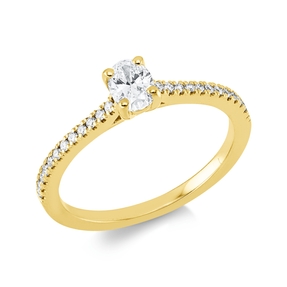 Ring aus 750 Gold Gelbgold 25 Diamanten 0,44ct TW-SI B:5,3mm 4er-Krappe