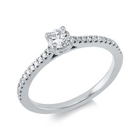 Ring aus 750 Weißgold 24 Brillanten 0,12ct TW-SI 1 Brillant 0,3ct TW-SI B:4,1mm