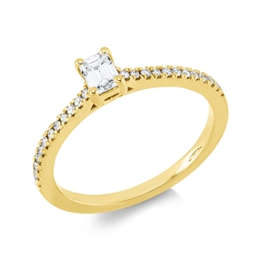 Ring aus 750 Gold Gelbgold 25 Diamanten 0,39ct TW-SI B:4,9mm 4er-Krappe