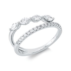 Ring aus 750 Gold Weißgold 21 Diamanten 0,6ct TW-SI B:7,1mm
