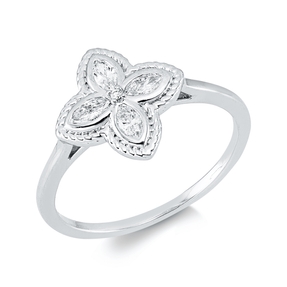 Ring aus 750 Gold Weißgold 5 Diamanten 0,31ct TW-SI B:12,1mm