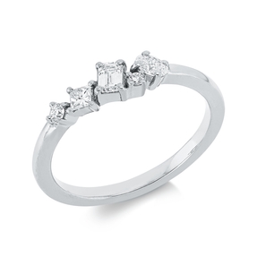 Ring aus 750 Gold Weißgold 5 Diamanten 0,33ct TW-SI B:4,6mm