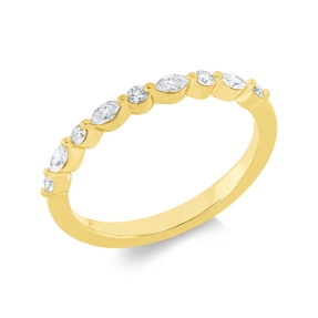 Ring aus 750 Gold Gelbgold 9 Diamanten 0,25ct TW-SI B:2mm