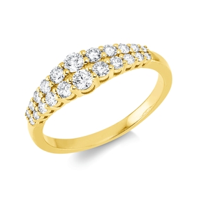 Pavé Ring 750 Gelbgold 2 Brillanten 0,17ct W-SI 20 Brillanten 0,47ct W-SI B:5,4mm Pavé Ring 750 Gelbgold 2 Brillanten 0,17ct W-SI 20 Brillanten 0,47ct W-SI B:5,4mm