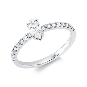 Ring aus 750 Gold Weißgold 17 Diamanten 0,46ct B:6,7mm