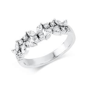 Ring aus 750 Gold Weißgold 20 Diamanten 0,61ct B:5,5mm