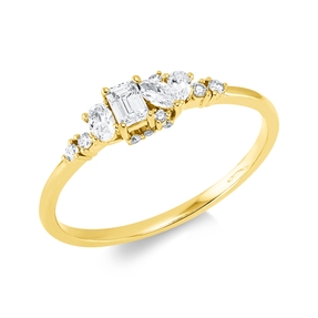 Ring aus 750 Gold Gelbgold 16 Diamanten 0,36ct B:4,1mm 4er-Krappe