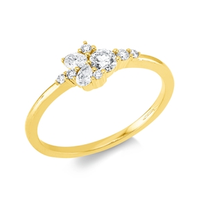 Ring aus 750 Gold Gelbgold 9 Diamanten 0,33ct B:5,9mm