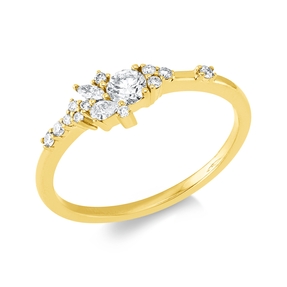 Ring aus 750 Gold Gelbgold 15 Diamanten 0,32ct B:5,2mm