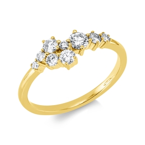 Ring aus 750 Gelbgold 3 Brillanten 0,33ct W-SI 6 Brillanten 0,2ct W-SI B:6,3mm