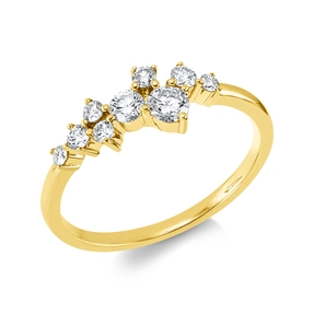 Ring aus 750 Gelbgold 2 Brillanten 0,24ct W-SI 7 Brillanten 0,21ct W-SI B:5,8mm