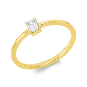 Ring aus 750 Gold Gelbgold Diamant Smaragd-Schliff 0,2ct TW-SI B:4,4mm 4er-Krappe Ring aus 750 Gold Gelbgold Diamant Smaragd-Schliff 0,2ct TW-SI B:4,4mm 4er-Krappe