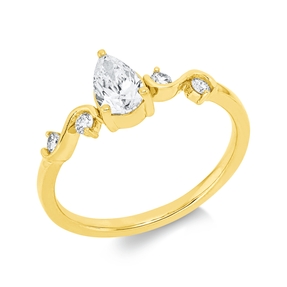 Ring aus 750 Gold Gelbgold 5 Diamanten 0,64ct TW-SI B:7,3mm