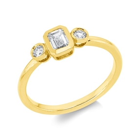 Ring aus 750 Gold Gelbgold 3 Diamanten 0,49ct TW-SI B:6mm Zarge