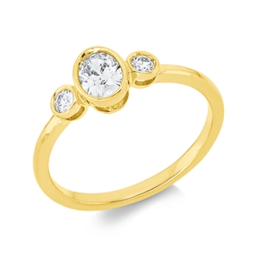 Ring aus 750 Gold Gelbgold 3 Diamanten 0,5ct TW-SI B:6,7mm Zarge