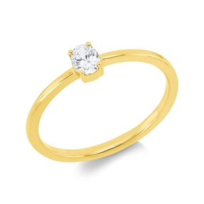 Solitaire Ring aus 750 Gelbgold Diamant Oval-Schliff 0,2ct TW-SI B:4,5mm 4er-Krappe Solitaire Ring aus 750 Gelbgold Diamant Oval-Schliff 0,2ct TW-SI B:4,5mm 4er-Krappe