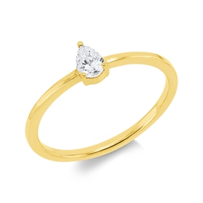 Solitaire Ring aus 750 Gelbgold Diamant Tropfen-Schliff 0,2ct TW-SI B:5,3mm