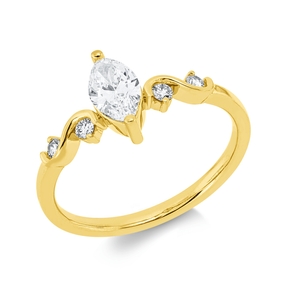 Ring aus 750 Gold Gelbgold 5 Diamanten 0,61ct TW-SI B:8,9mm 2er-Krappe