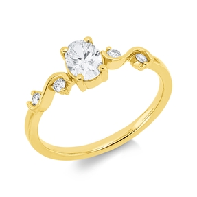 Ring aus 750 Gold Gelbgold 5 Diamanten 0,61ct TW-SI B:6,2mm 4er-Krappe