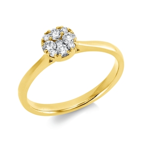 Ring aus 750 Gold Gelbgold 9 Brillanten 0,26ct TW-SI B:6,1mm