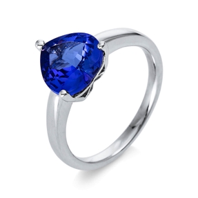 Ring aus 750 Gold Weißgold Tansanit 2,51ct blau B:10mm