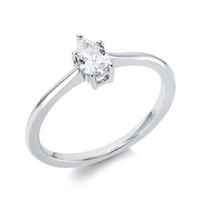 Solitaire Ring aus 750 Gold weiß Diamant Tropfen-Schliff 0,3ct E-VSI B:6,9mm