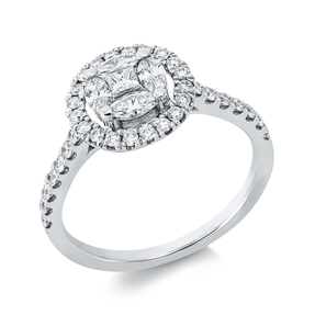 Ring aus 750 Gold Weißgold 39 Diamanten 0,76ct TW-SI Ø10,5mm