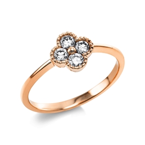 Ring aus 750 Gold Rotgold 4 Brillanten 0,32ct TW-SI B:8,2mm