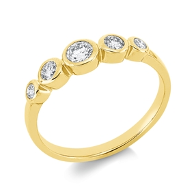 Ring aus 750 Gelbgold 4 Brillanten 0,24ct TW-SI 1 Brillant 0,18ct TW-SI B:4,3mm