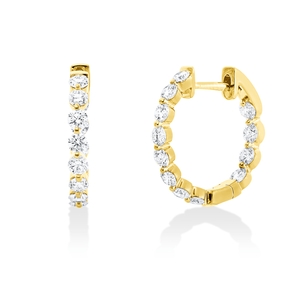 Creolen aus 750 Gold Gelbgold 24 Brillanten 1,02ct TW-SI 15,9x4,4mm
