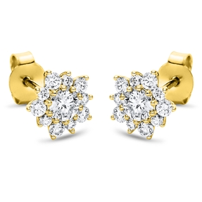 Ohrstecker aus 585 Gold Gelbgold 22 Diamanten 1,05ct TW-SI Ø9mm