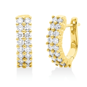 Creolen aus 750 Gold Gelbgold 36 Brillanten 1,07ct TW-SI 14,7x4,4mm