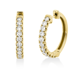 Creolen aus 750 Gold Gelbgold 22 Brillanten 1,01ct TW-SI 21,5x3,3mm