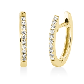 Creolen aus 750 Gold Gelbgold 20 Brillanten 0,09ct W-SI 12,4x1,5mm