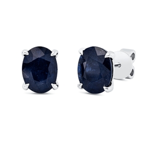 Ohrstecker aus 750 Gold Weißgold 2 Saphire 4,69ct blau 9x7mm 4er-Krappe