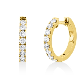 Creolen aus 750 Gold Gelbgold 16 Brillanten 0,65ct TW-SI 15,5x2,2mm