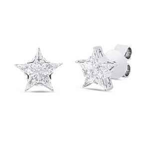 Ohrstecker Stern 750 Weißgold 10 Diamanten Fanatsy-Schliff 0,56ct F-FVSI 7,5x8,2mm Ohrstecker Stern 750 Weißgold 10 Diamanten Fanatsy-Schliff 0,56ct F-FVSI 7,5x8,2mm