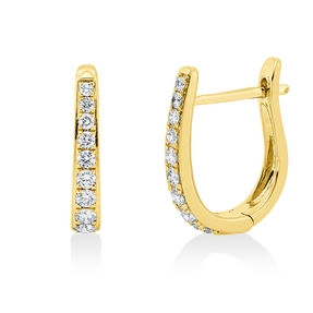 Creolen aus 750 Gold Gelbgold 18 Brillanten 0,33ct TW-SI 15x2,8mm