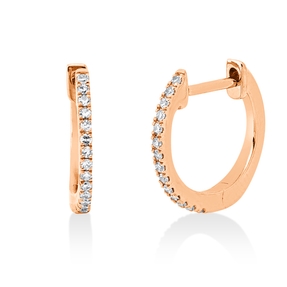 Creolen aus 750 Gold Rotgold 28 Diamanten 0,08ct I-SI 11,6x1mm