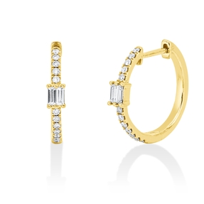 Creolen aus 750 Gold Gelbgold 28 Diamanten 0,23ct TW-SI 15,9x2,8mm
