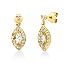 Ohrstecker aus 750 Gold Gelbgold 40 Diamanten 0,35ct 15,2x6,6mm